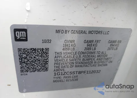 2023 Chevrolet Malibu Fwd 1Fl from USA, damaged, VIN 1G1ZC5ST8PF112032